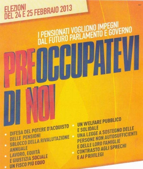 Pensionati, appello ai candidati: “Ricordatevi di chi stenta a vivere”