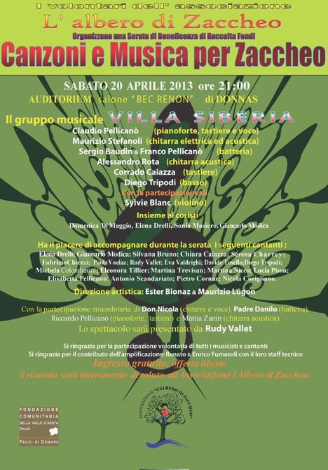 A Donnas un concerto benefico per “L’Albero di Zaccheo”