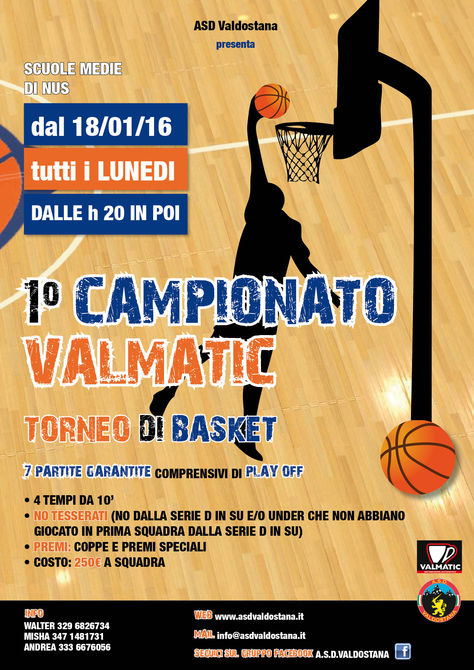 Basket, al via a gennaio il primo campionato amatoriale targato Asd Valdostana