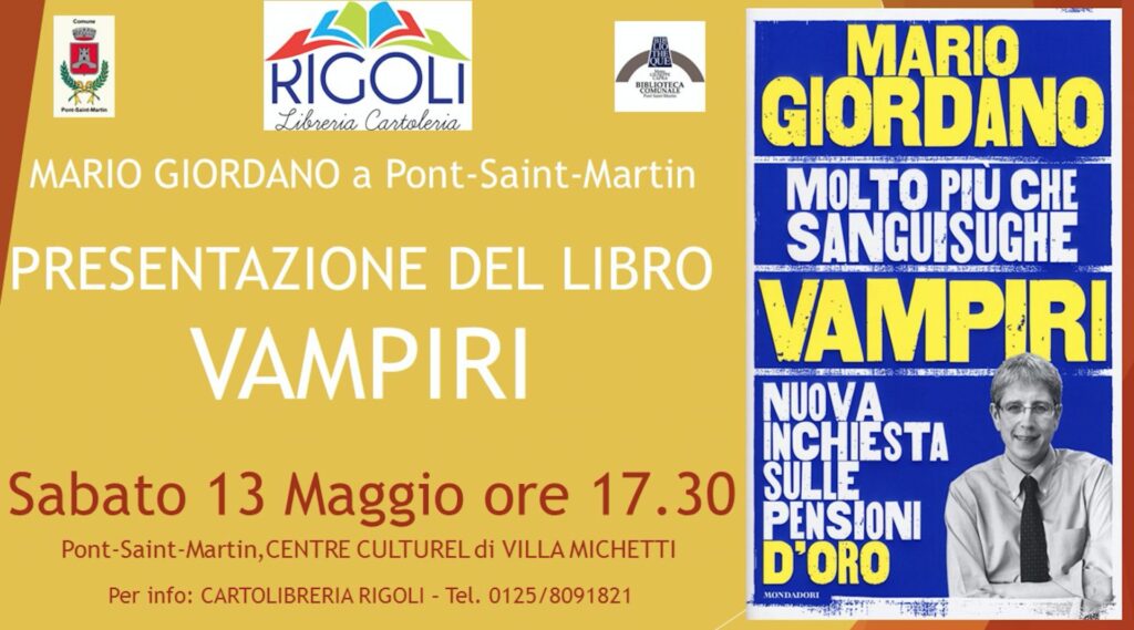 Mario Giordano presenta a Pont-Saint-Martin “Vampiri”