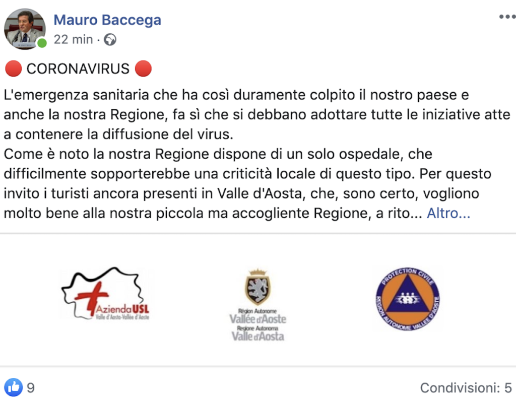 Coronavirus, l’appello ai turisti del governo regionale: tornate a casa