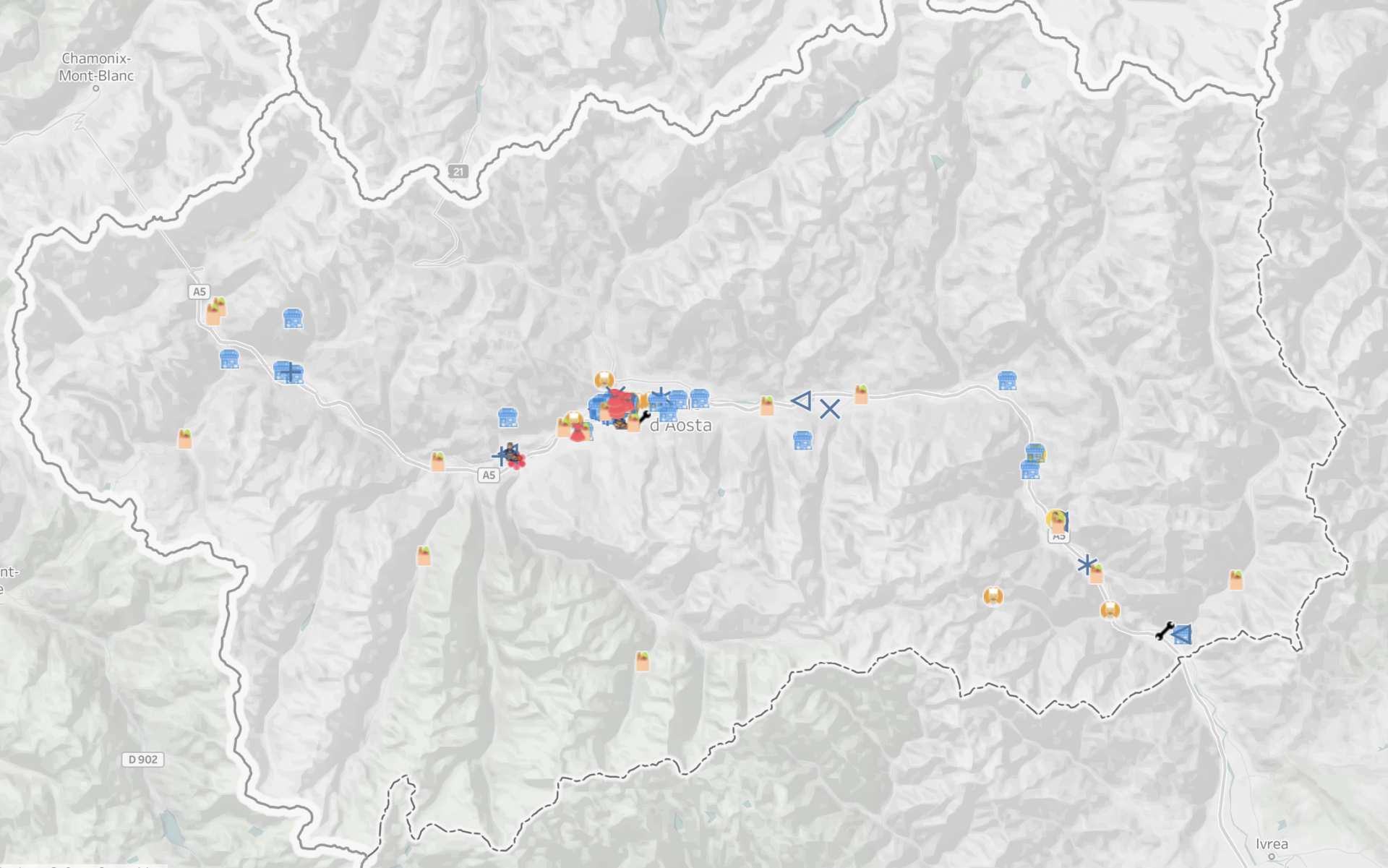 Mappa Valle d'Aosta consegne a domicilio