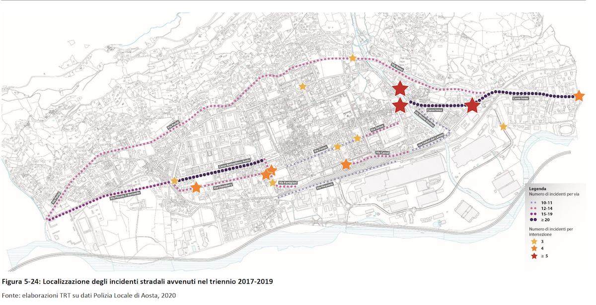 Localizzazione degli incidenti stradali avvenuti nel triennio 2017-2019