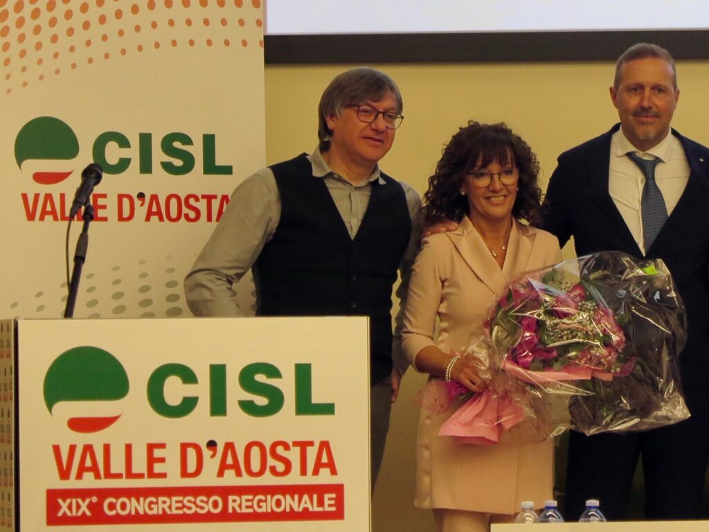 Segreteria CISL VdA: Fausto Renna, Manuela Malesan e Jean Dondeynaz (da sx a dx)