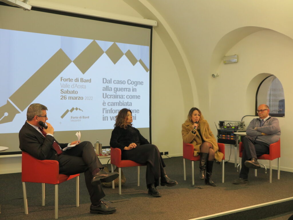 (da sx a dx) Alessandro Galavotti (Ansa Torino), Elisa Anzaldo (Tg1), Agnese Pini (La Nazione) e Flavio Corazza (La Stampa)