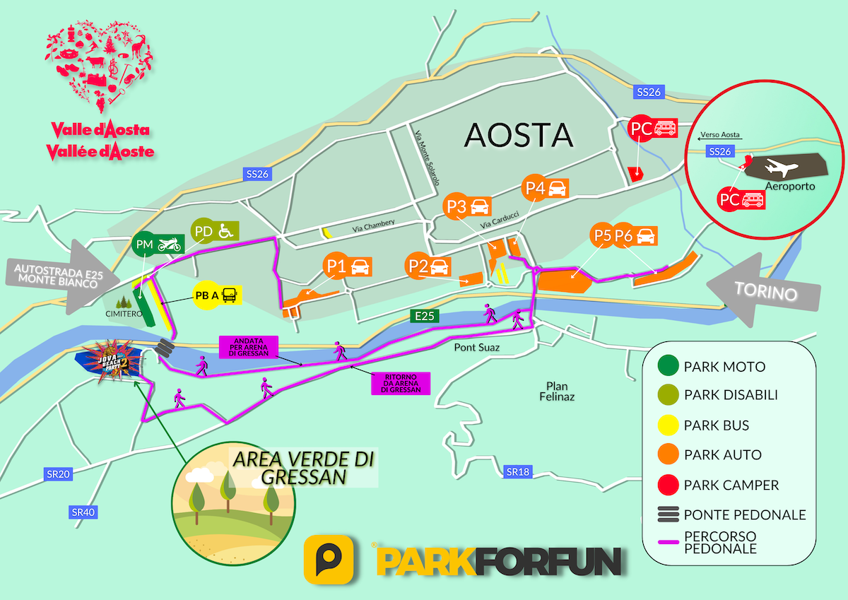 Mappa Parcheggi JBP Aosta