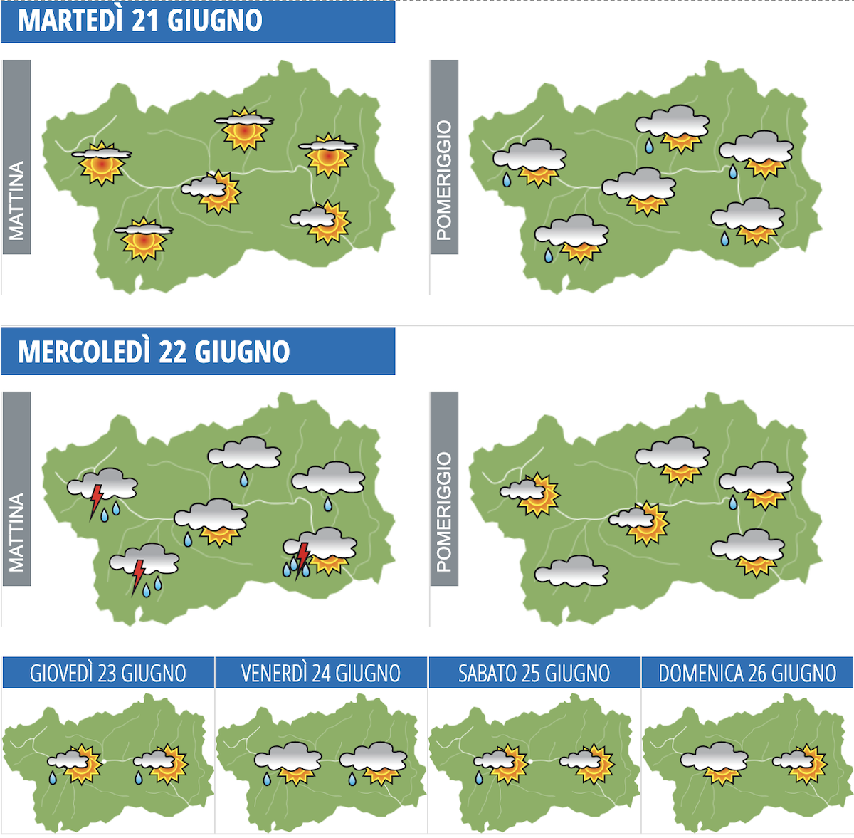 Meteo 21 - 26 giugno 2022