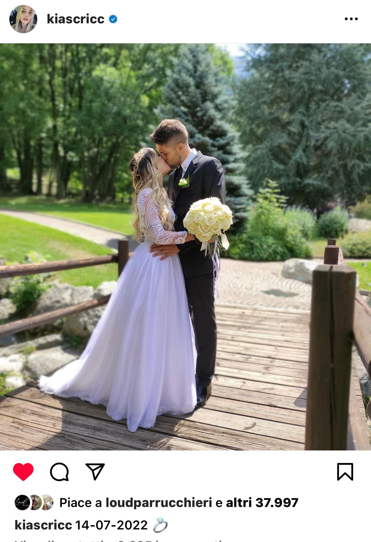 Il matrimonio di Chiara Facchetti su Instagram