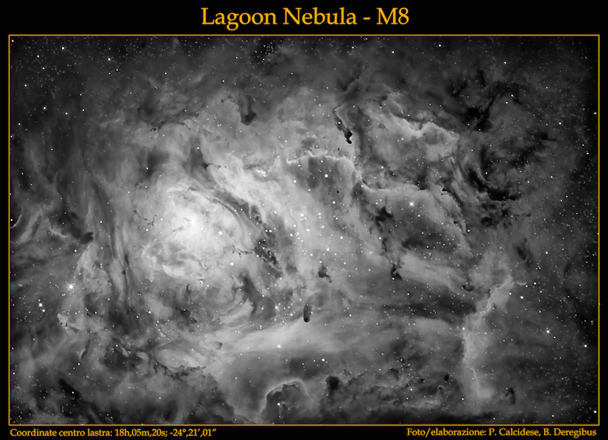 La nebulosa Laguna (M8) nella costellazione del Sagittario. Credit: P. Calcidese - Beatrice Deregibus per la Fondazione C. Fillietroz-ONLUS 