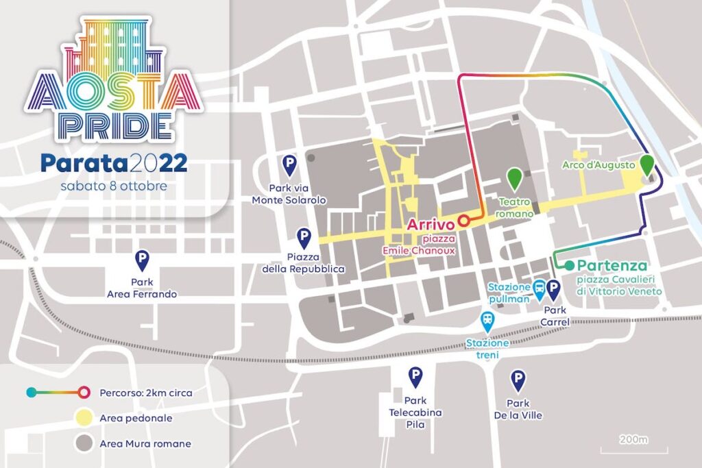 La mappa della parata dell'Aosta Pride