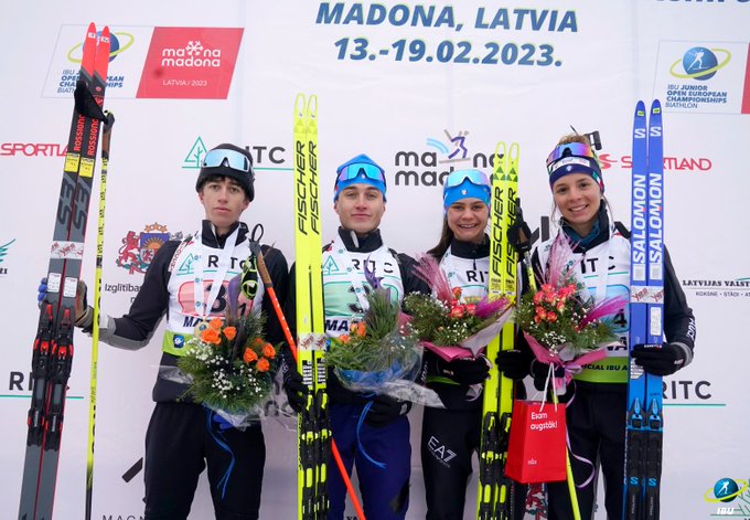Nicolò Bétemps e la staffetta mista oro agli Europei Juniores di biathlon