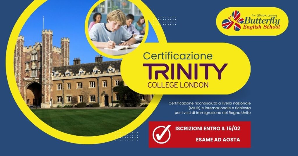 Certificazione Trinity College London: iscrizioni aperte fino al 15 febbraio