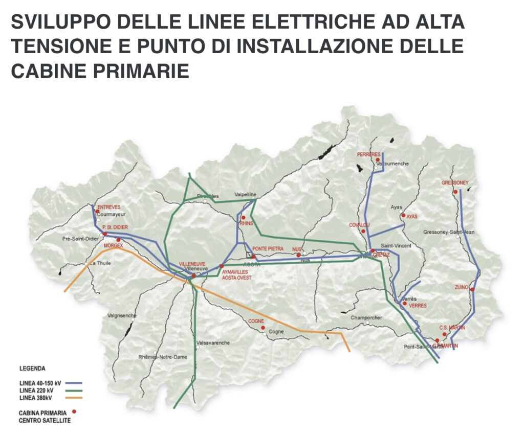 La linea elettrica in Valle d’Aosta 