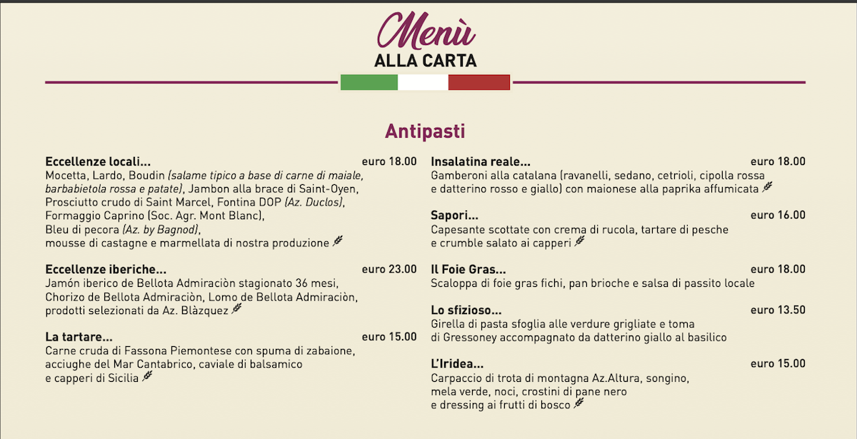 Aldente Menù estivo antipasti