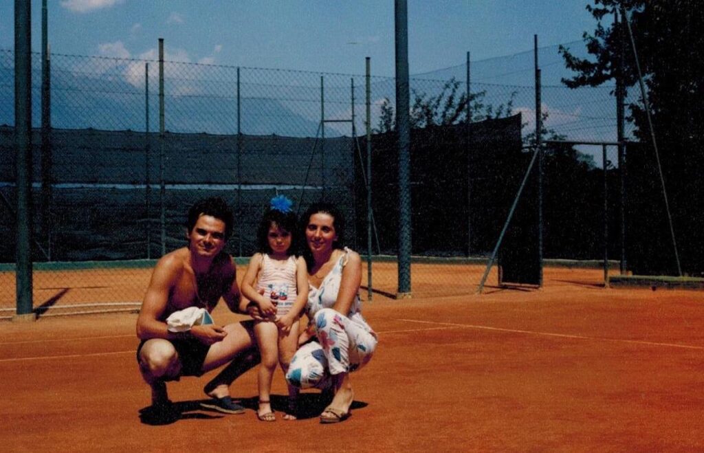 Angela e Robert con Nathalie dal tennis Sarre a vederla giocare a Wimbledon