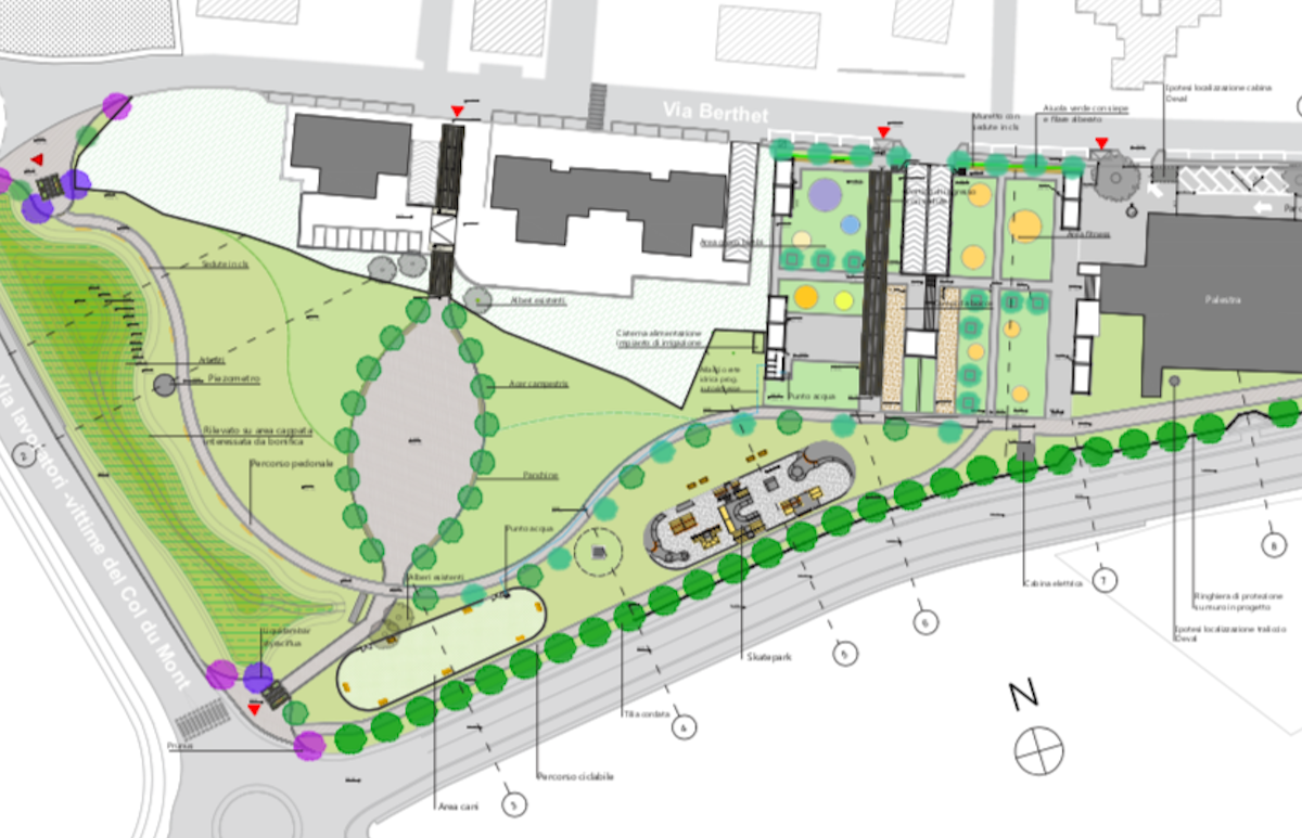 La planimetria del progetto per il parco del quartiere Dora