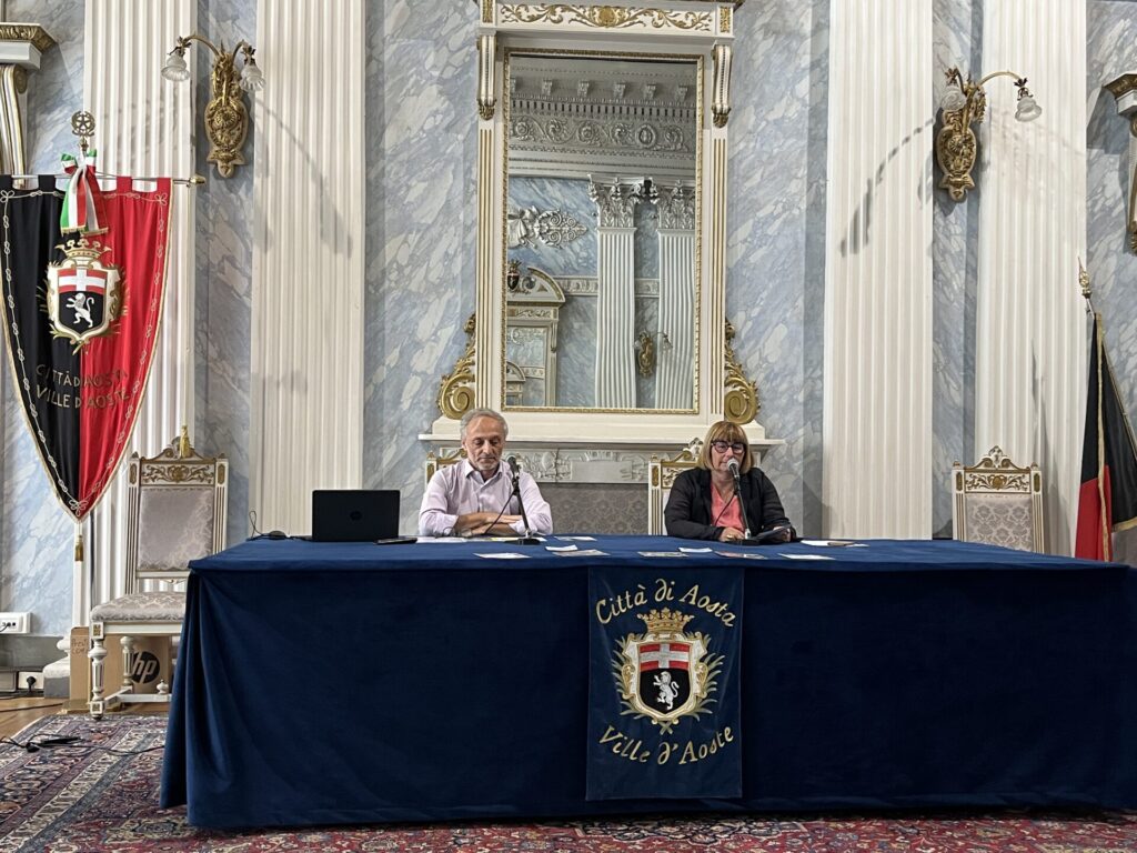 Conferenza stampa Sport in Piazza Da sinistra Fulvio Assanti e Alina Sapinet