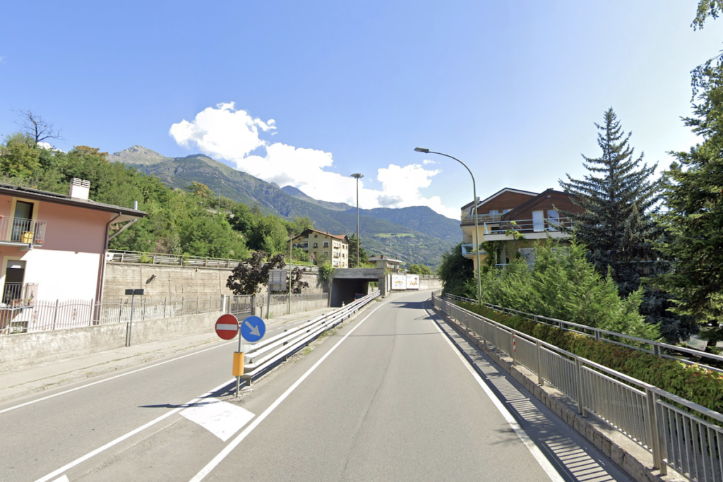 La rampa verso la Statale 26, ad Aosta