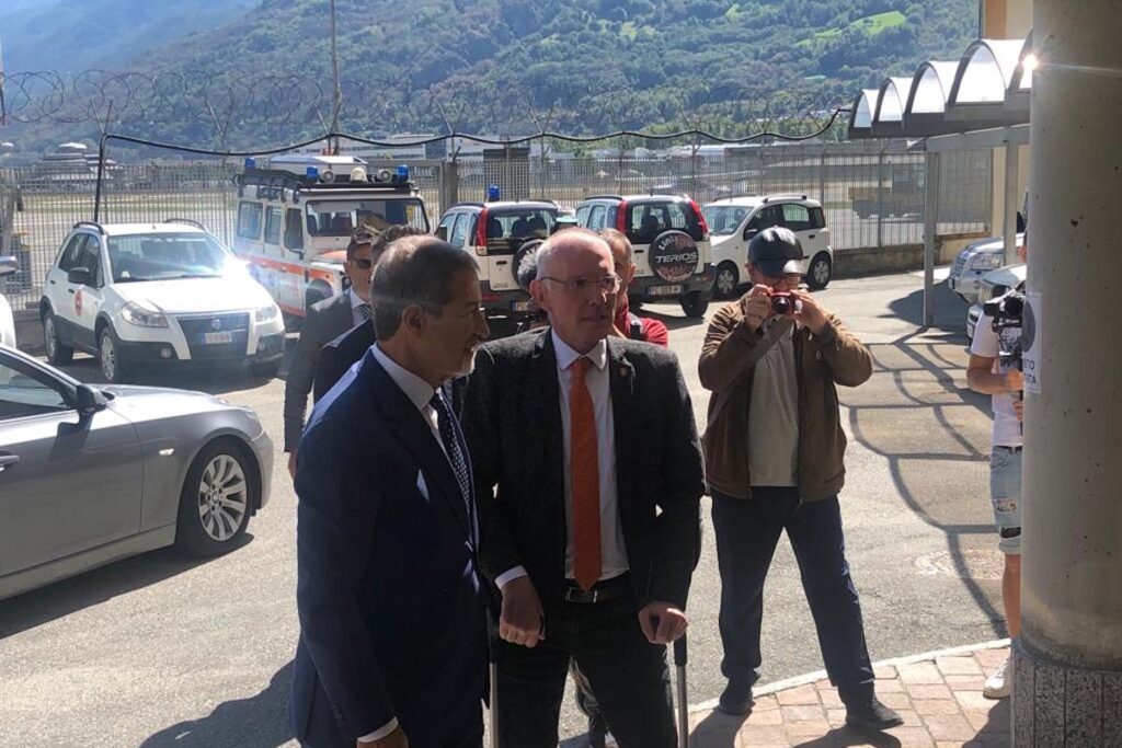 Il Ministro per la Protezione Civile e le Politiche del Mare Nello Musumeci ad Aosta