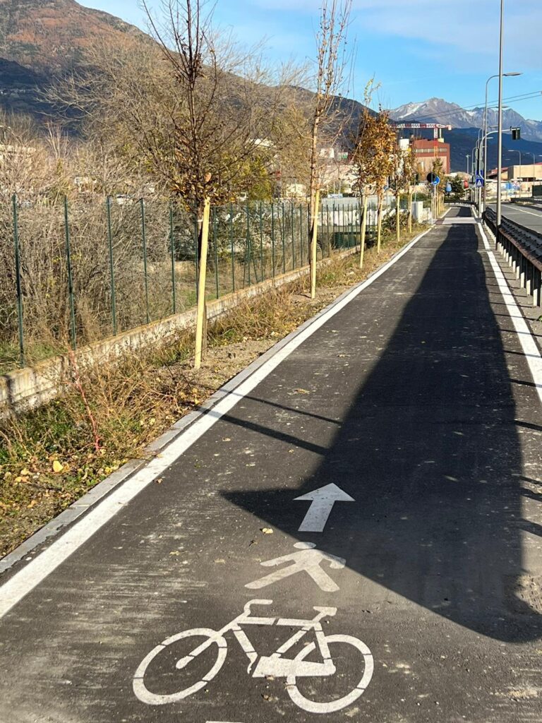 Le piantumazioni attorno alla pista ciclabile di Aosta