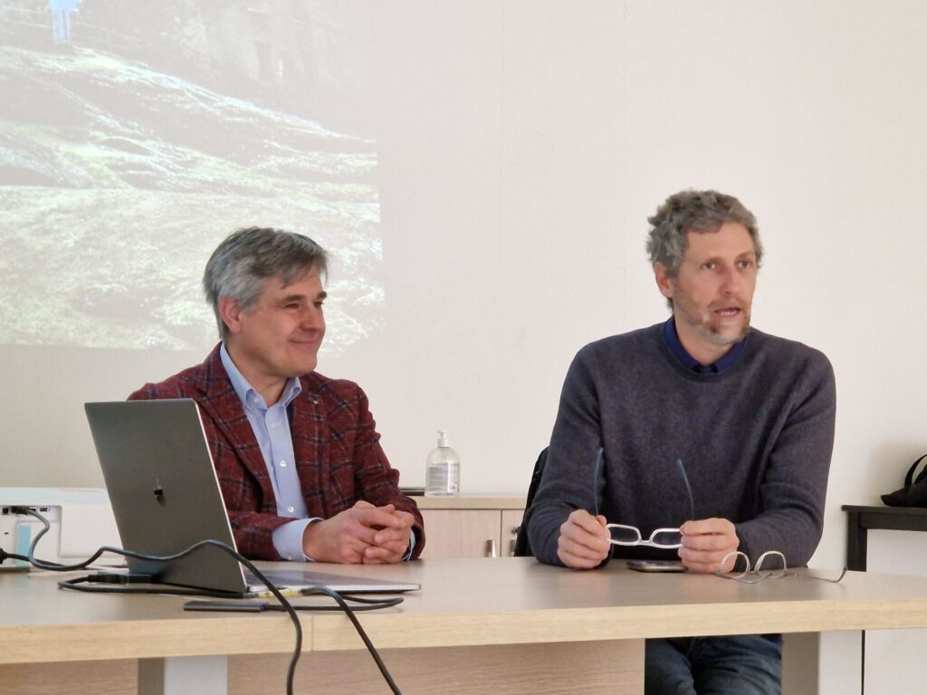 Sindaco di Chatillon Camillo Dujany e Direttore artistico Enrico Montrosset - Conferenza stampa del progetto AnimaTerrae