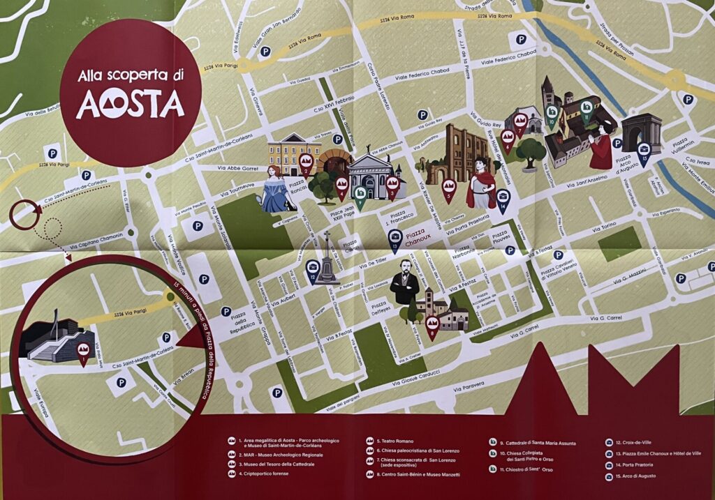 La mappa di Aosta di Abbonamento Musei