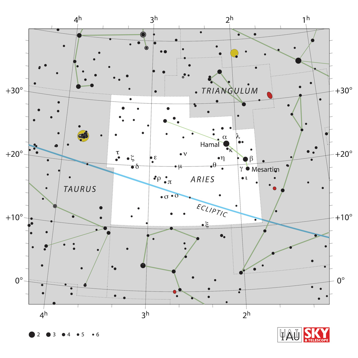 La costellazione dell'Ariete. Credit: IAU and Sky & Telescope (www.iau.org/public/images/detail/ari/)
