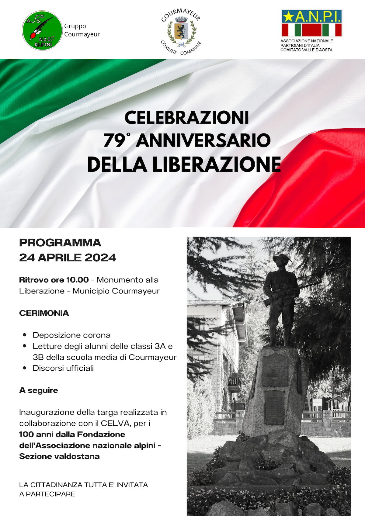 Il programma del 25 aprile a Courmayeur