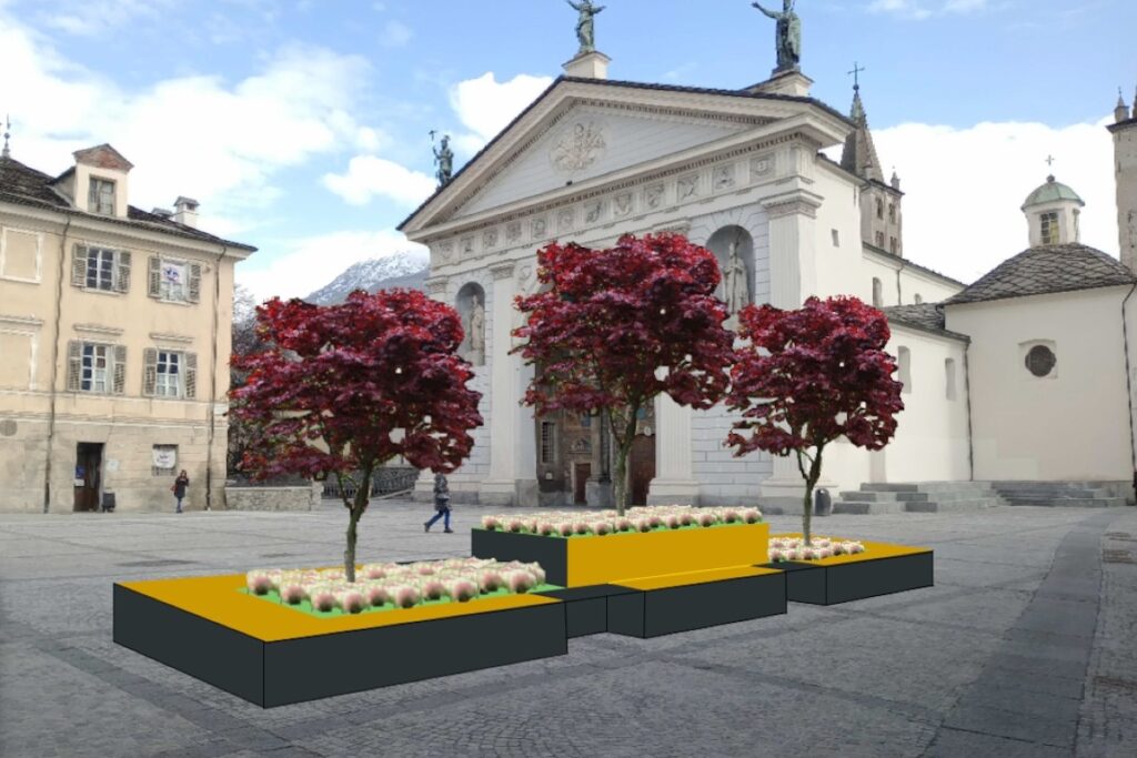 Il progetto per i nuovi arredi urbani di piazza Giovanni XXIII, ad Aosta