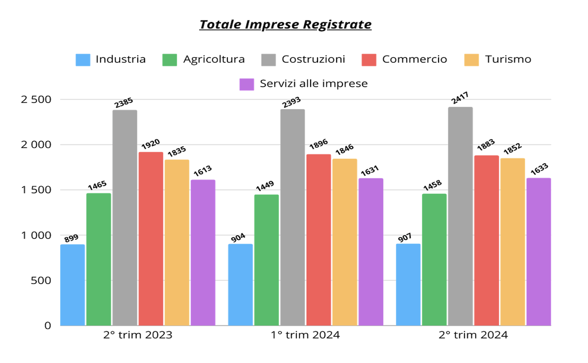 Il totale delle imprese registrate