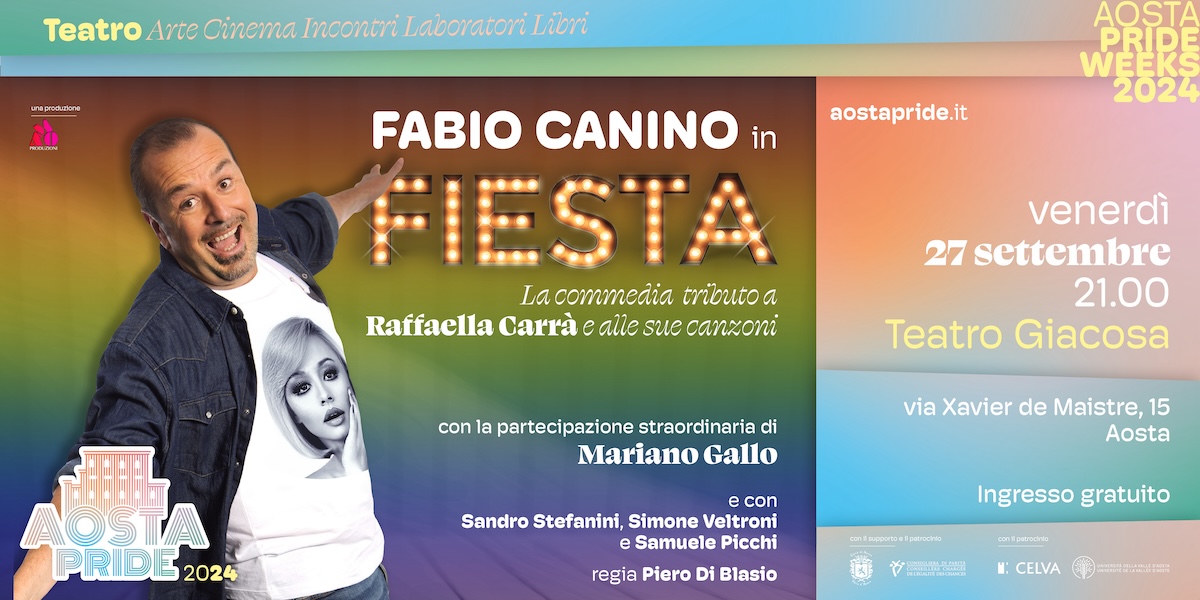 Fiesta di Fabio Canino locandina Aosta Pride