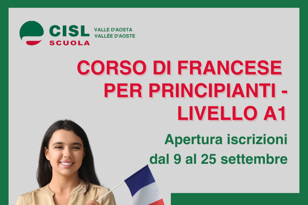 Cisl Scuola Valle d’Aosta organizza per l’autunno un corso di francese per principianti