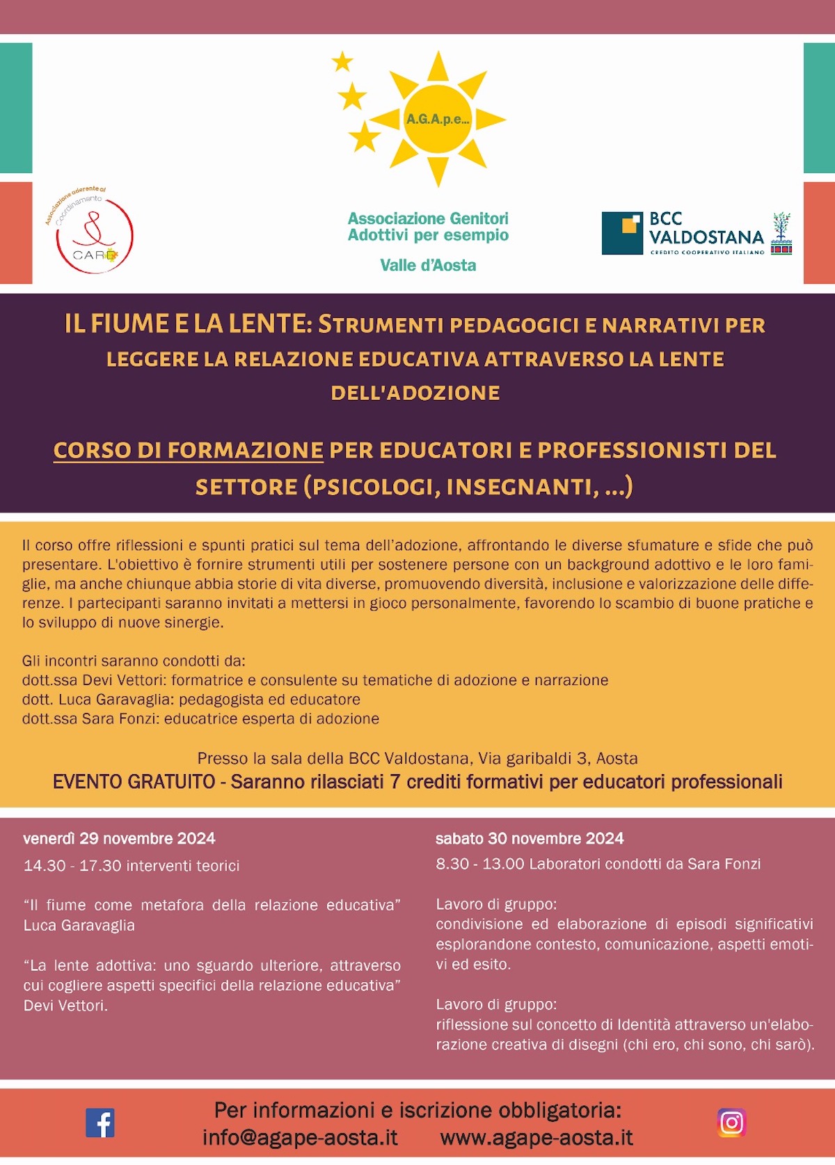 AGApe - Locandina corso di formazione per educatori