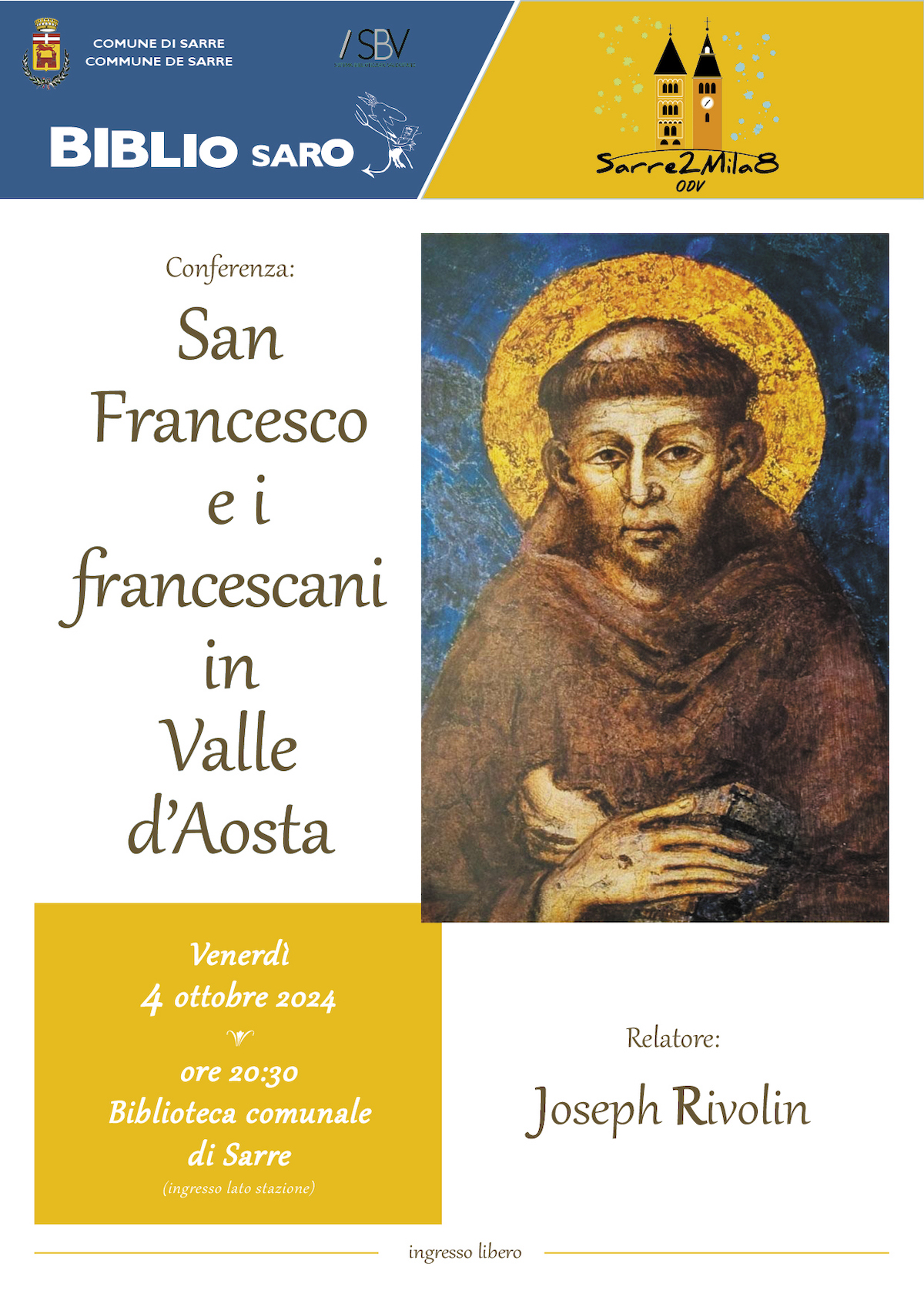 San Francesco e i francescani in Valle d'Aosta - locandina