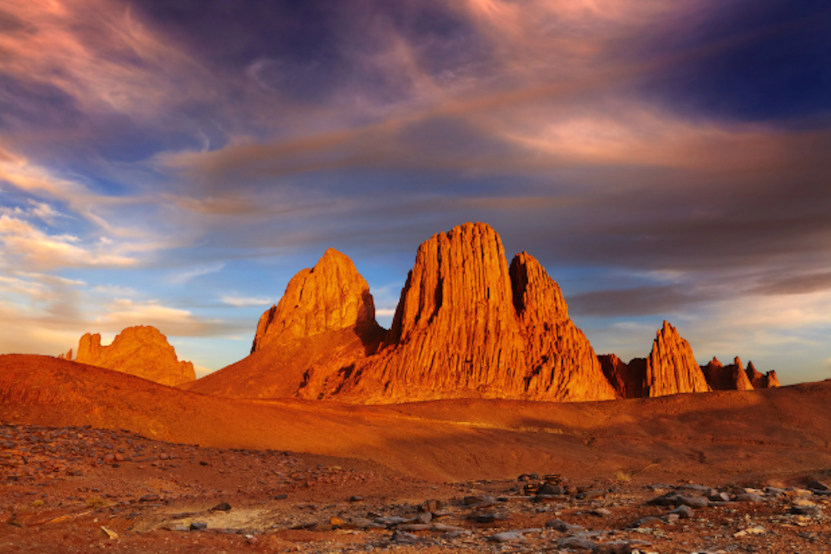 Tramonto nel deserto del Sahara