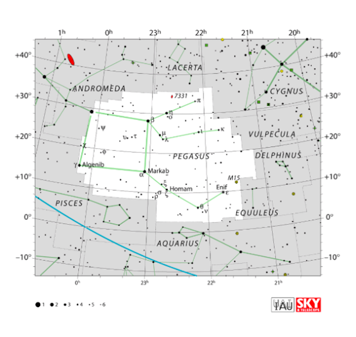 La costellazione di Pegaso. Credit: IAU and Sky & Telescope