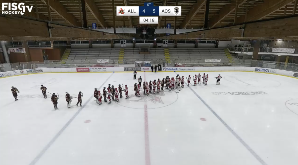 Hockey: overtime da brivido, l’HC Aosta supera l’Alleghe per 5 a 4