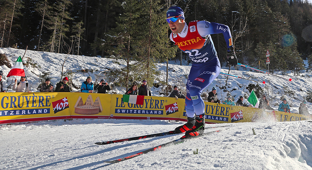 Federico Pellegrino in difficoltà nella 20 km di Dobbiaco