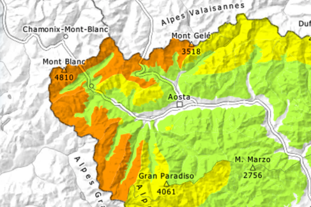 A nord ovest della Valle d’Aosta il pericolo valanghe è 3 – marcato