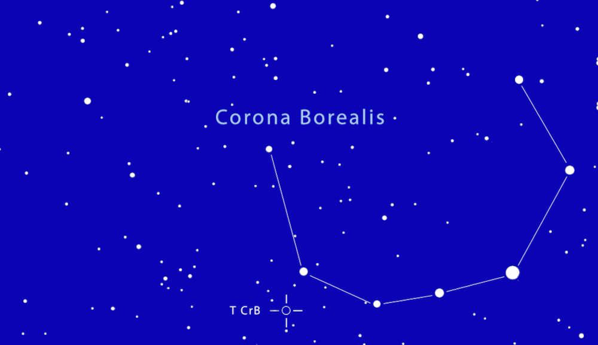 La posizione della stella T CrB nella mappa dell’American Association of Variable Star Observers. Credit: AAVSO