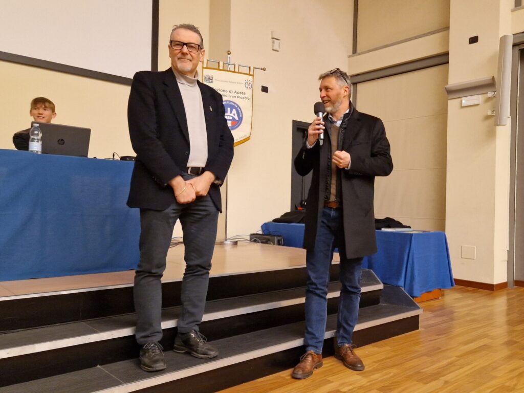 Ugo Navillod Presidente Associazione Italiana Arbitri Sezione di Aosta e Francesco Favre Sindaco di Saint Vincent