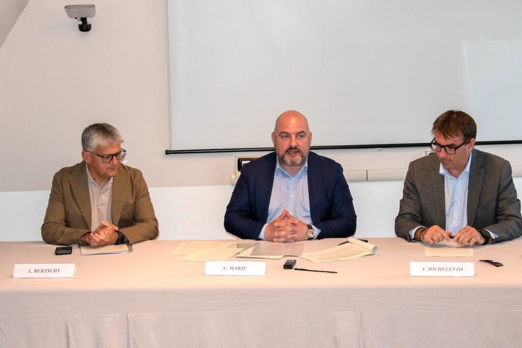 La presentazione del progetto RiAttivazioni in Rete. Da sx, Bertschy, Marzi e Micheletto