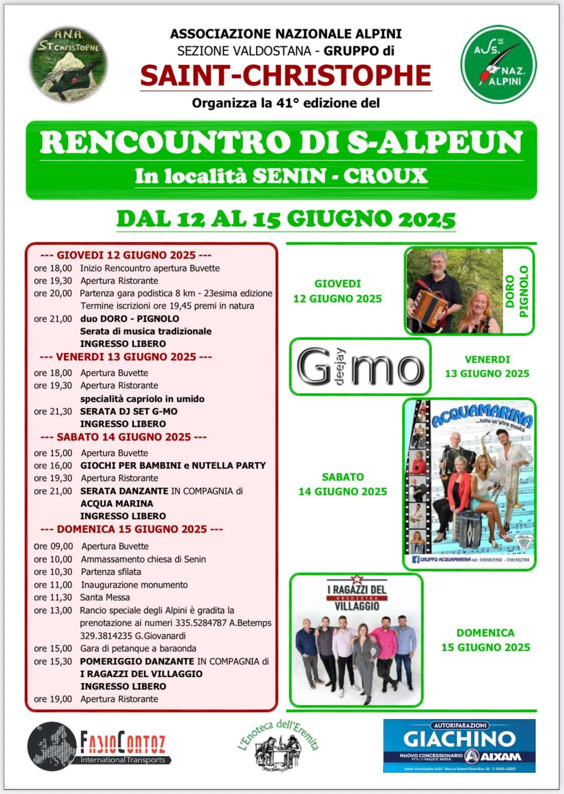 Locandina Rencountro di s alpeun Alpini Saint Christophe