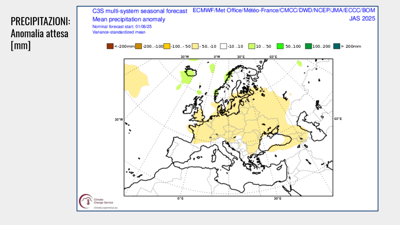 Precipitazioni anomalia attesa