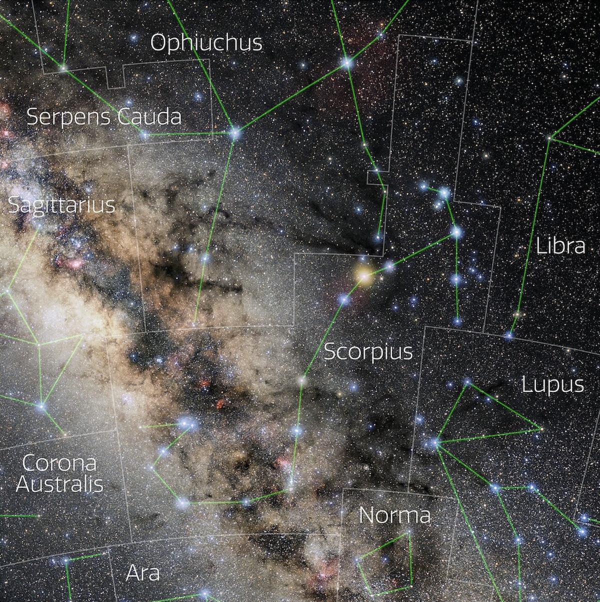 Foto della costellazione dello Scorpione tratta dal sito web 88 Constellations Project di NOIRLab. Credit: Slawik / NOIRLab / NSF / AURA / M. Zamani