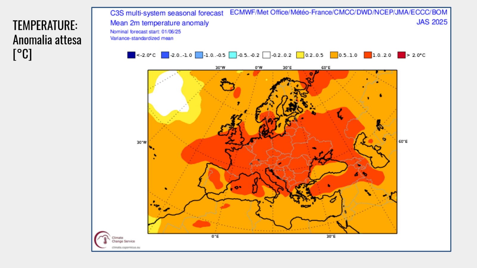 Temperature anomalia attesa
