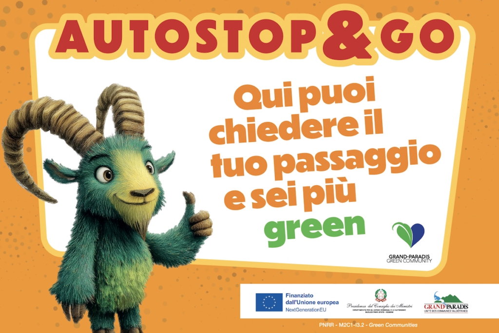 La grafica della campagna Autostop&Go dell'Unité Grand-Paradis