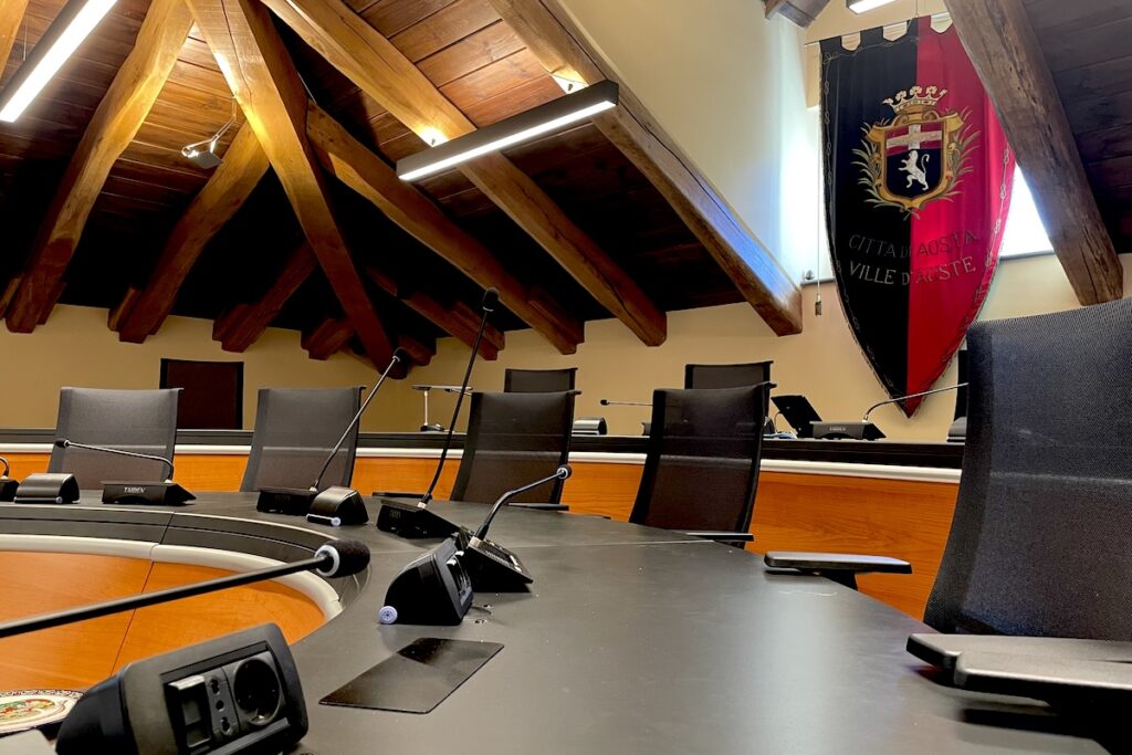 L'aula del Consiglio comunale di Aosta