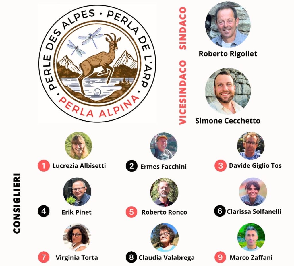 Chamois Comunali 2025 lista "Perla Alpina" con Roberto Rigollet