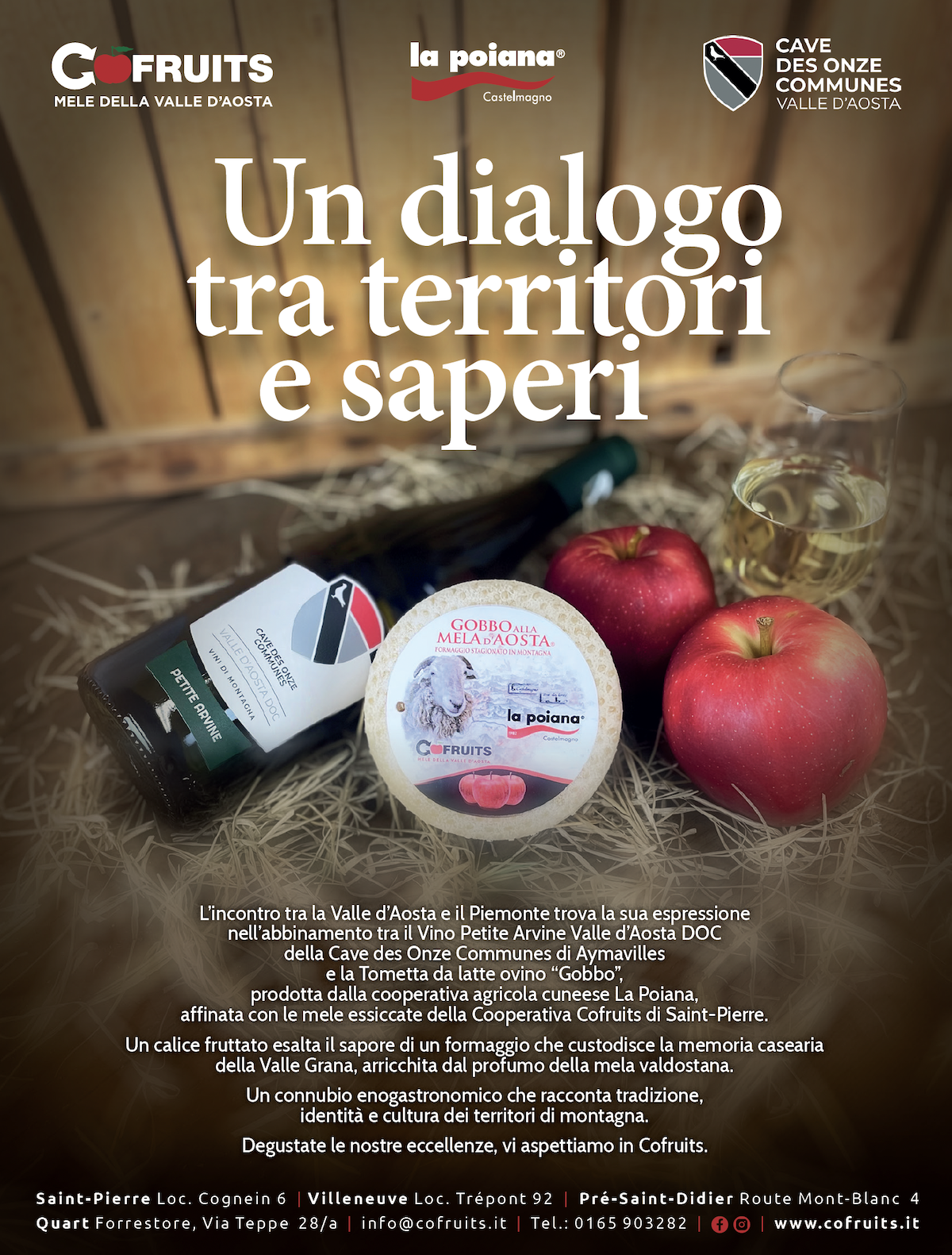 Il Petite Arvine Valle d’Aosta e la Tometta “Gobbo” piemontese affinata con le mele essiccate della Cofruits